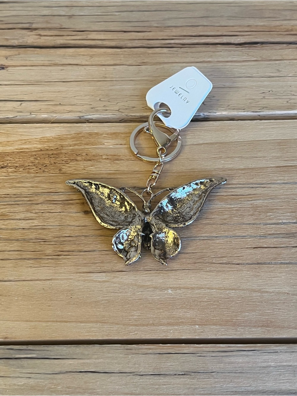 Multicolor Rhinestone Butterfly Bag Charm/Keyring - Gold Hardware - Picture 3 of 6